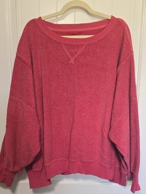 American Eagle Outfitters Rose Pink Scoop Neck Terry Pullover